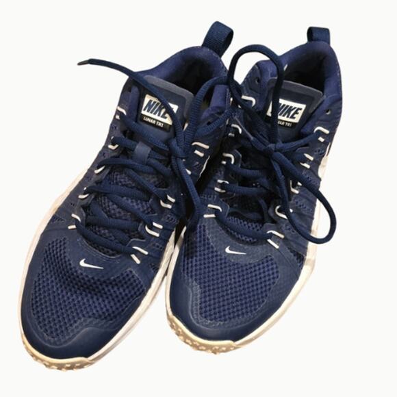 Nike Flywire Lunarlon Running Shoes Navy & White – EUC Size 6.5 - Picture 2 of 5